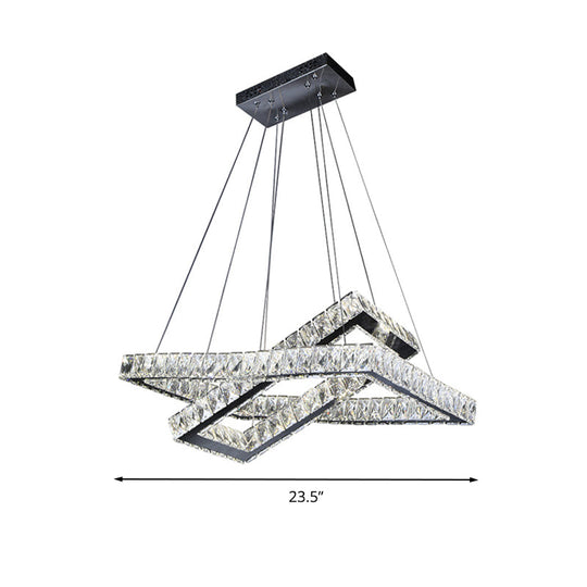 Minimalist Black Crystal Led Rectangle Chandelier For Dining Room Pendant Lighting