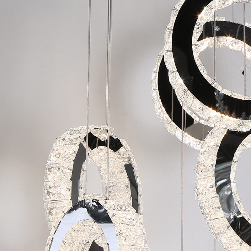 Led Black Crystal Pendant Light With Minimalist Cluster Design - Perfect For Living Room
