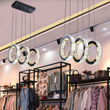 Contemporary Black Crystal Led Pendant Light For Living Room With Down Lighting