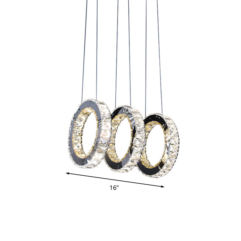 Contemporary Black Crystal Led Pendant Light For Living Room With Down Lighting