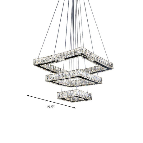 Minimalist Crystal Led Black Square Ceiling Chandelier Pendant Light Fixture