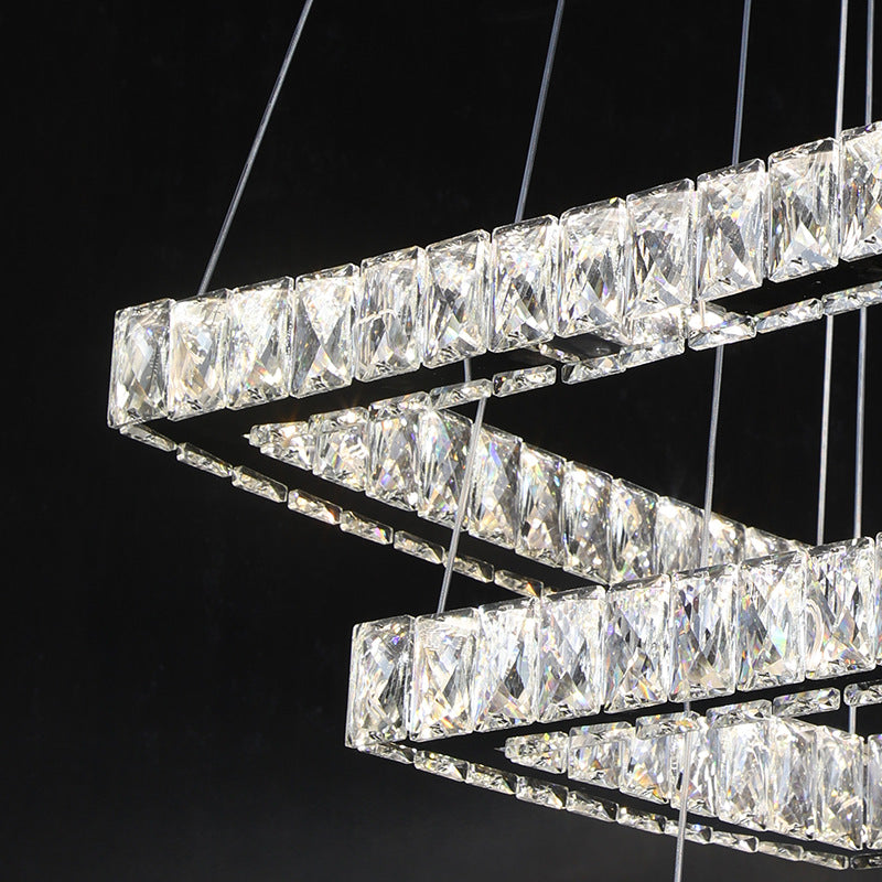 Minimalist Led Black Crystal Ceiling Chandelier Pendant Light Fixture