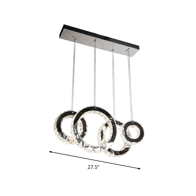 Contemporary Black Crystal Led Pendant Light For Living Room