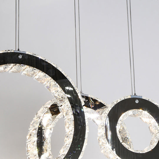 Contemporary Black Crystal Led Pendant Light For Living Room
