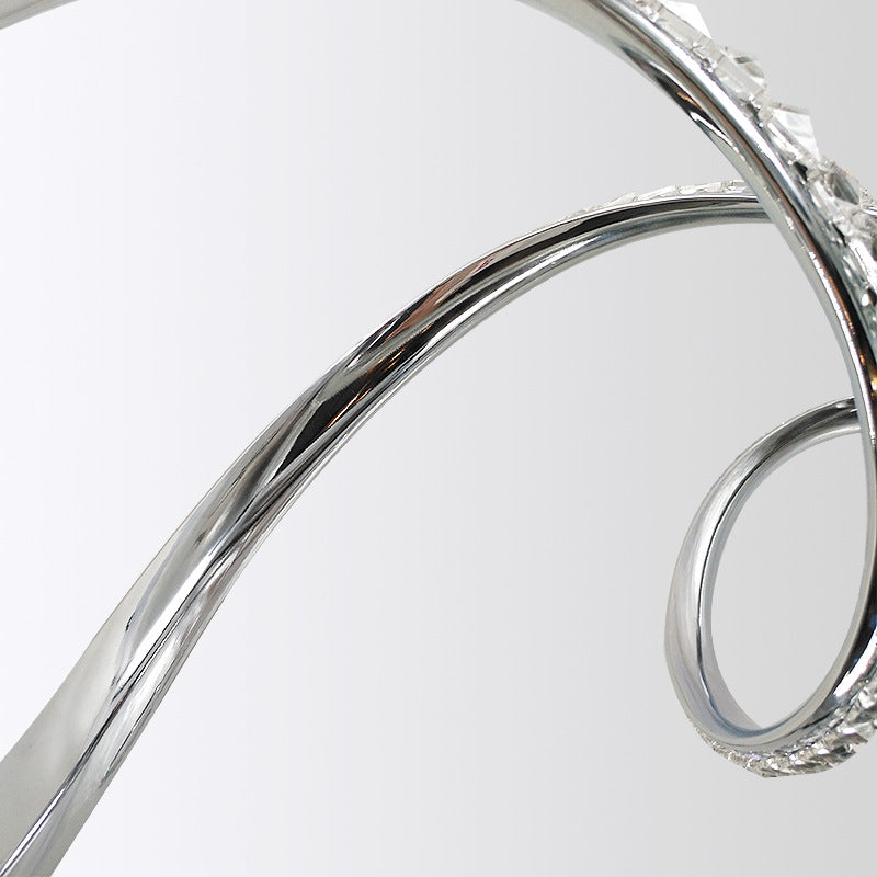 Modern Crystal Led Chandelier - Twist Hanging Pendant Light For Dining Room Chrome Finish