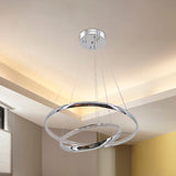 Modern Crystal Led Ring Chandelier In Chrome: Minimalist Pendant Lamp With Warm/White Light For