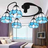 Tiffany Vintage Stained Glass Semi Flush Light Fixture - 3/5-Light Bowl Design For Bedroom Décor In