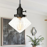 Height Adjustable Industrial Hanging Pendant Light - 1-Light Indoor Black/Bronze/Brass Finish With