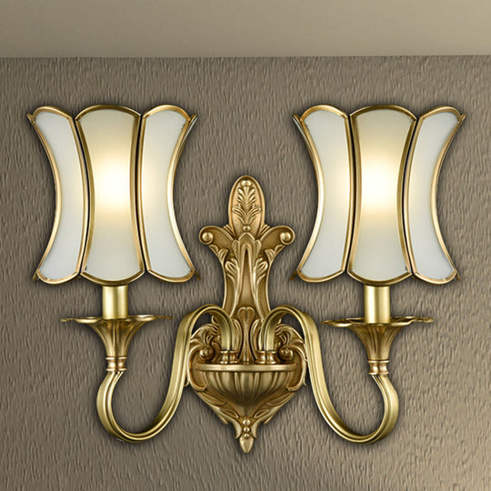 Curvy Brass Sconce Light: Traditional 1/2-Bulb Wall Lamp For Bedrooms 2 /