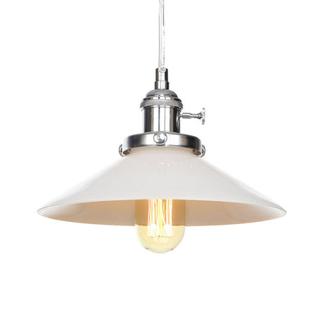 Vintage Style Conic Restaurant Pendant Lamp: Height Adjustable With White Glass Black/Bronze/Brass
