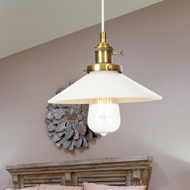 Vintage Style Hanging Pendant Lamp - Height Adjustable Conic Restaurant Lighting Brass