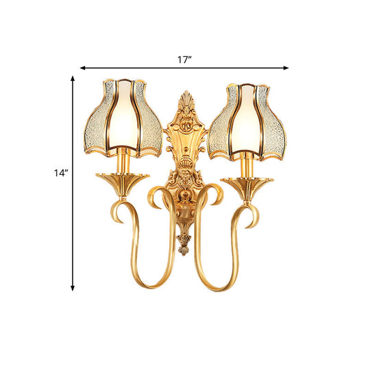 Traditional Brass Wall Sconce With Curvy Design - 1/2 Heads Ideal For Living Room