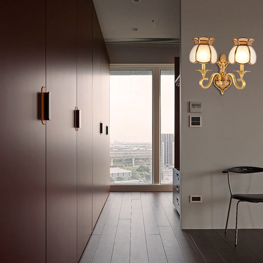 Traditional Metal Brass Birdcage Sconce Light: 1/2-Head Wall Lighting Fixture For Living Room