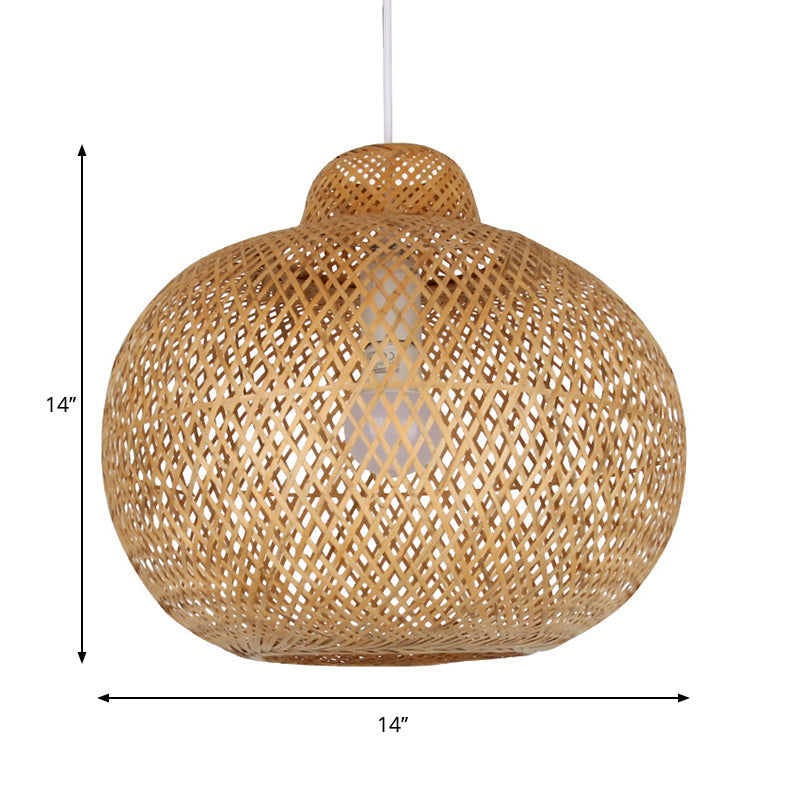 Modern Bamboo Pendant Light Fixture - Handmade Wood Base 1 Bulb
