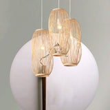 Bamboo Lantern Pendant Lighting: Traditional Wood Hanging Lamp Kit (8/9 Wide 1 Bulb) / 8