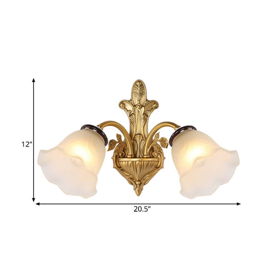 Vintage Milk Glass Wall Sconce - Stylish 1/2-Head Hallway Lamp In Brass