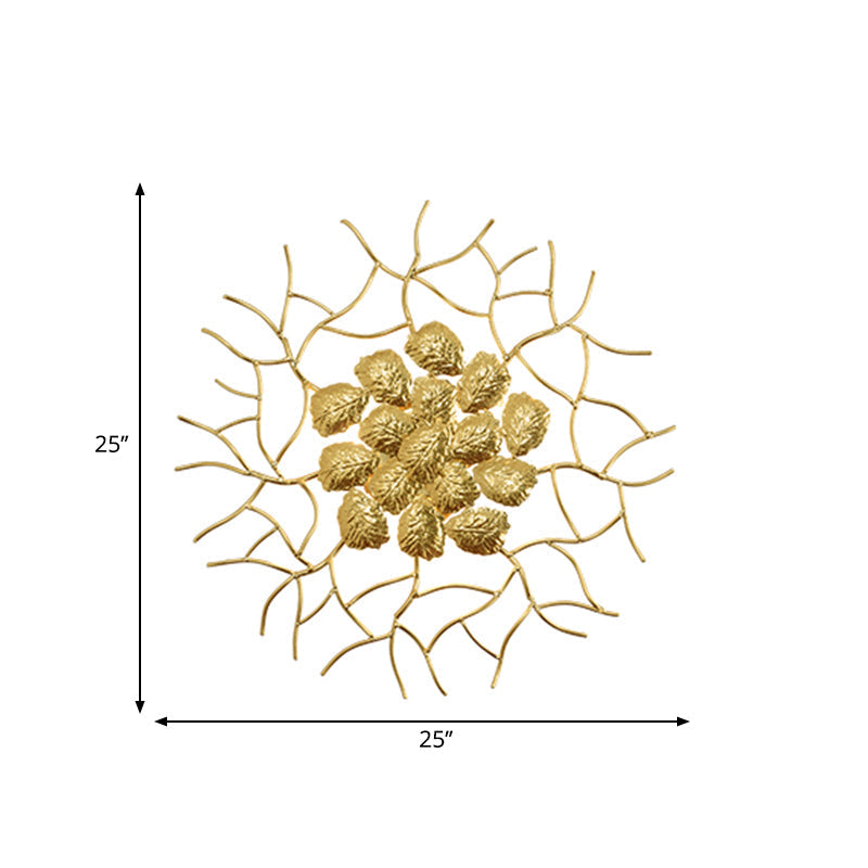 Round Aluminum Wall Lamp With Modern 3-Light Design In Dark Coffee/Gold Leaf Finish