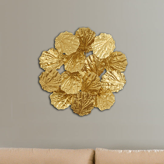 Modern Leaf-Shaped Hallway Sconce Light Fixture: Stylish Aluminum 4 Bulbs Dark Coffee/Gold Wall