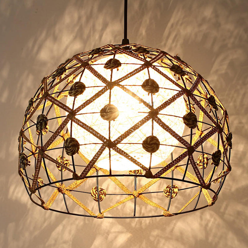 Wood Pendant Ceiling Light With Asian-Inspired Bamboo Shade
