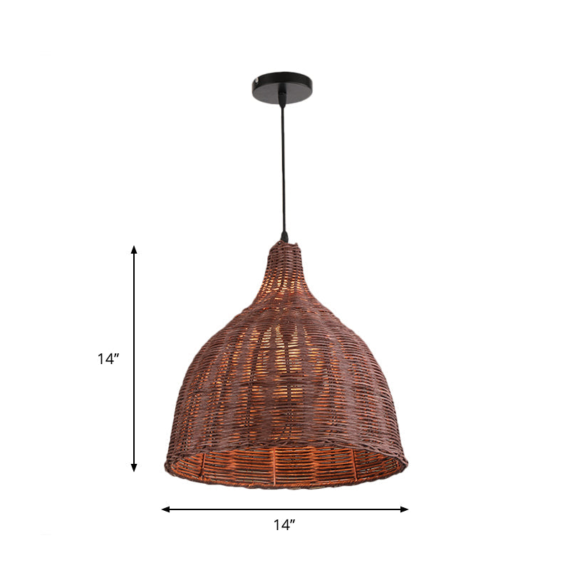 Contemporary Bamboo Basket/Trumpet Hanging Lamp Ceiling Pendant Light For Restaurant