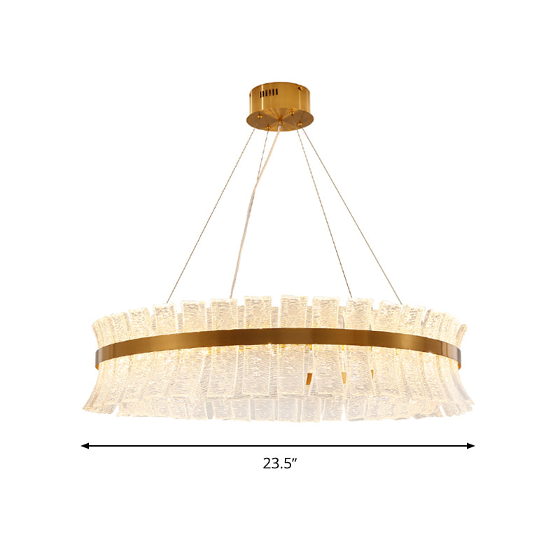 Contemporary Crystal Led Brass Ceiling Chandelier - Round Pendant Light For Living Room