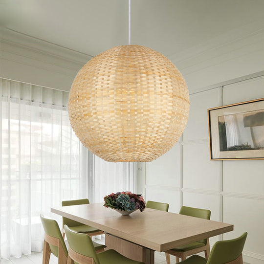 Sleek Bamboo Sphere Pendant Light Kit - 16’/19.5’ Wide Wood / 16’