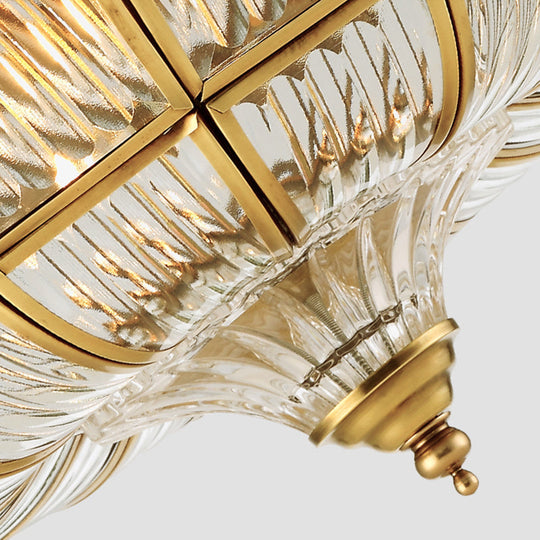 Antique Brass Semi Flush Ceiling Mount Light With Curved Frosted Glass - 3/6 Lights 16’/19.5’