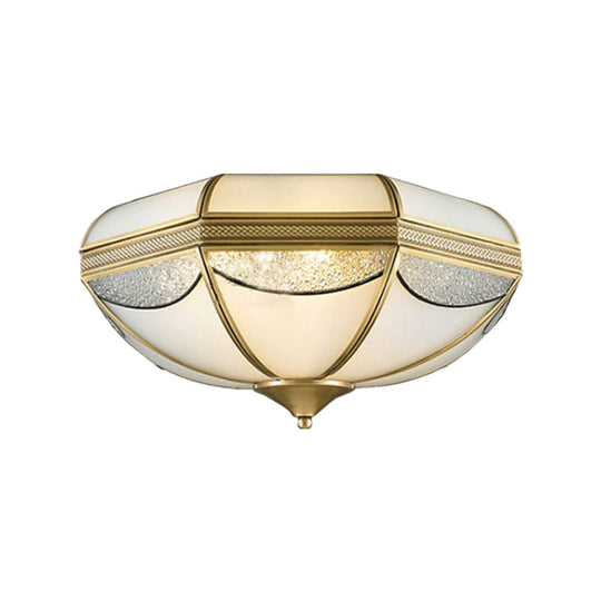 Modern Gold Flush Ceiling Light With Opal Glass And Multiple Sizes Ideal For Bedroom - 2/3/5 Lights