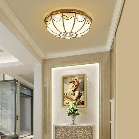 Gold 4/5 Lights Ceiling Mount Antique Opal Glass Flush Light Fixture 18/21.5 W For Bedroom With