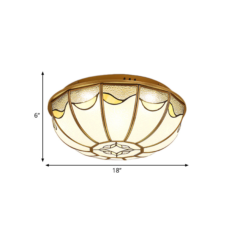 Gold 4/5 Lights Ceiling Mount Antique Opal Glass Flush Light Fixture 18“/21.5” W For Bedroom