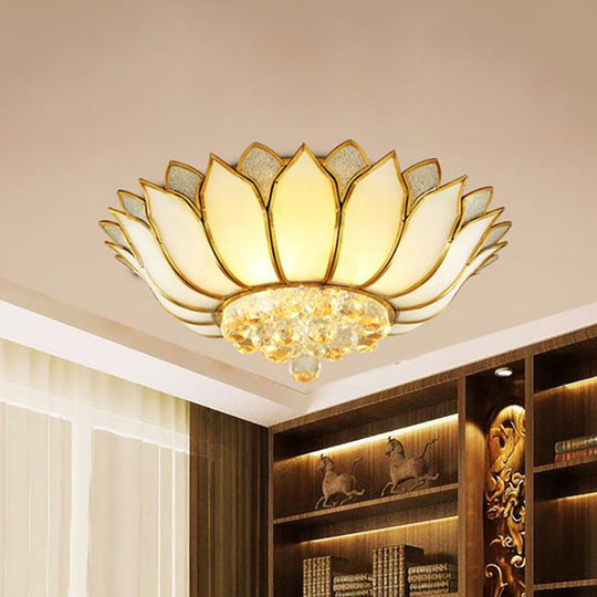 Traditional Gold Flush Mount Light With Scalloped Cream Glass Shades - 4/6 Lights 21.5/23.5 Wide