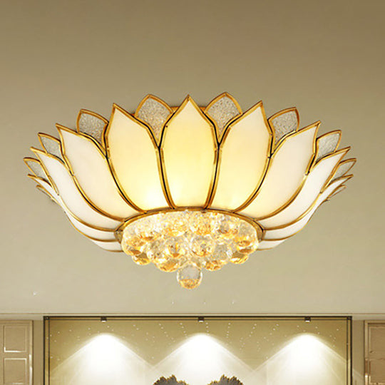 Traditional Gold Flush Mount Light With Scalloped Cream Glass Shades - 4/6 Lights 21.5/23.5 Wide