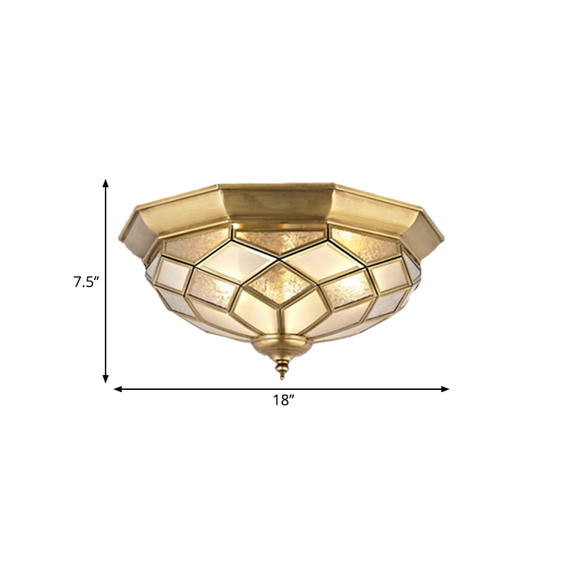 Classic Gold Flush Mount Ceiling Light With Prismatic Glass – 3/5 Lights 18’/21.5’ For Bedroom