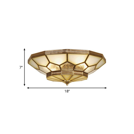 Traditional Brass Flush Mount Ceiling Light With Frosted Glass Shades - Available In 3 Sizes