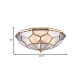 Classic Gold Bowl Frosted Glass Pane Flush Ceiling Light With 3/4/6 Lights - Bedroom Mount Lamp