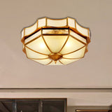 Traditional Frosted Glass Ceiling Flush Mount - Brass Finish 14/18/19.5 W / 14