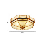 Traditional Frosted Glass Ceiling Flush Mount - Brass Finish 14/18/19.5 W