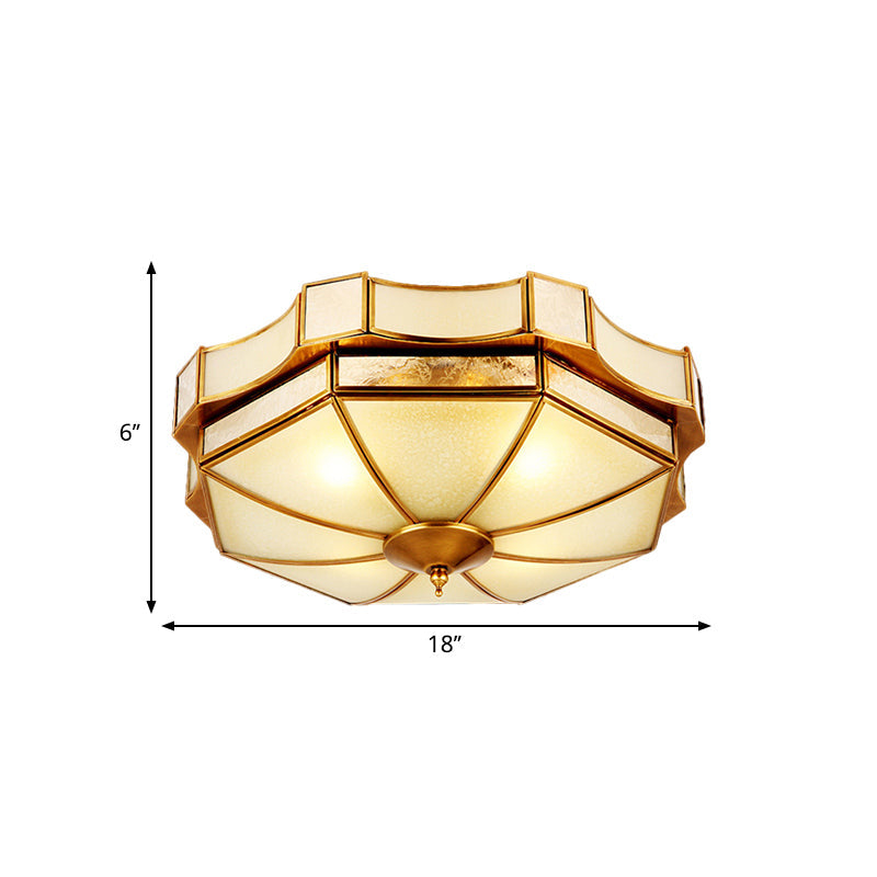 Traditional Frosted Glass Ceiling Flush Mount - Brass Finish 14’/18’/19.5’ W