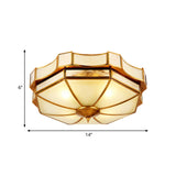 Traditional Frosted Glass Ceiling Flush Mount - Brass Finish 14/18/19.5 W