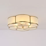 Traditional Brass Floral Flush Mount Lamp For Bedroom With Frosted Glass 3 /