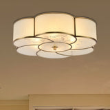 Traditional Brass Floral Flush Mount Lamp For Bedroom With Frosted Glass 4 /