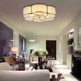 Traditional Brass Floral Flush Mount Lamp For Bedroom With Frosted Glass