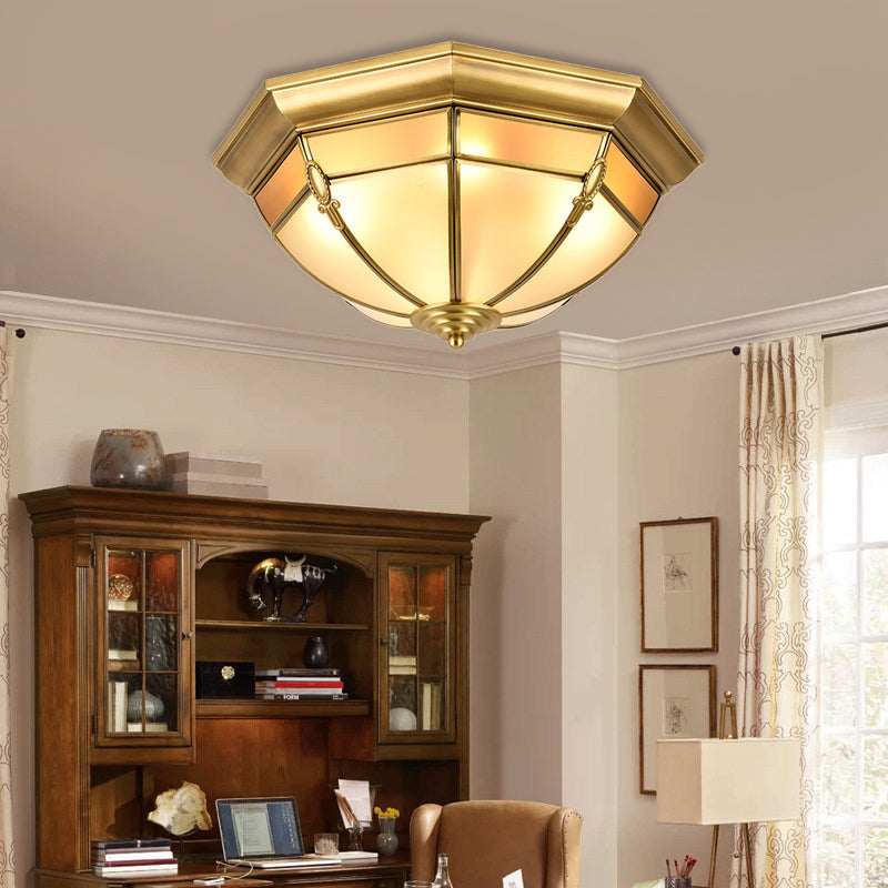 Traditional Brass Metal Dome Flush Mount Lamp - 3/4/6 Lights Ceiling Lighting For Living Room