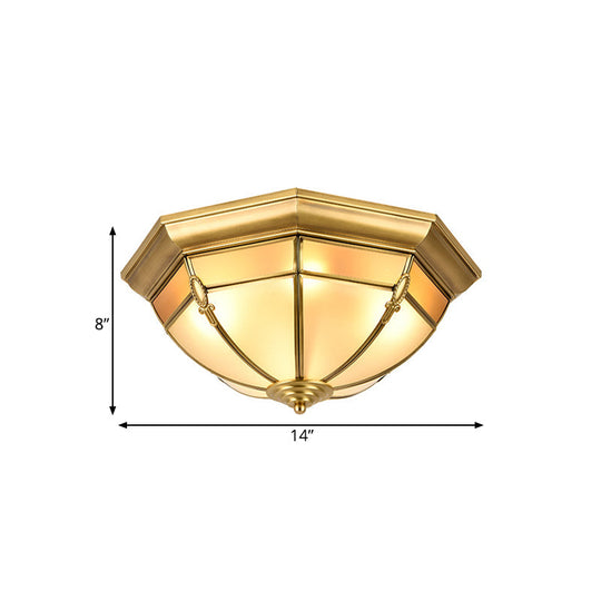 Traditional Brass Metal Dome Flush Mount Lamp - 3/4/6 Lights Ceiling Lighting For Living Room