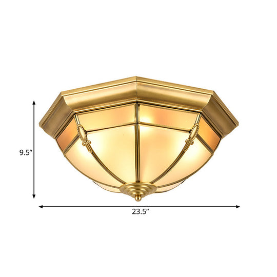 Traditional Brass Metal Dome Flush Mount Lamp - 3/4/6 Lights Ceiling Lighting For Living Room