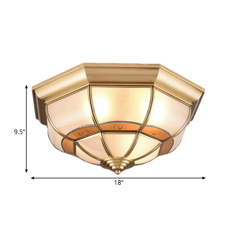Metal Brass Flush Light Bowl Fixture: Antique Ceiling Mount For Living Room - 4/6 Bulbs