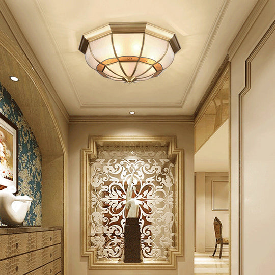 Metal Brass Flush Light Bowl Fixture: Antique Ceiling Mount For Living Room - 4/6 Bulbs 18/21.5