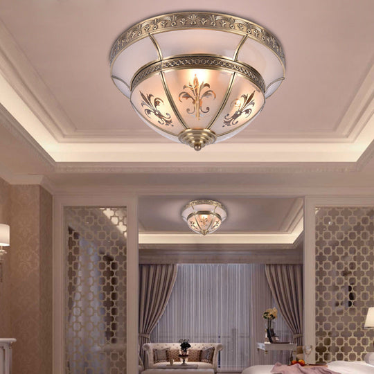 Traditional Brass Dome Flush Mount Light Fixture - 15/18 Width And 3/4 Lights For Living Room