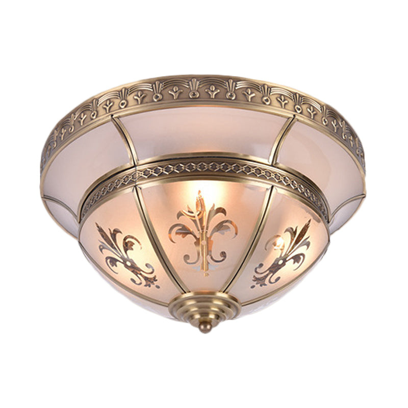 Traditional Brass Dome Flush Mount Light Fixture - 15/18 Width And 3/4 Lights For Living Room