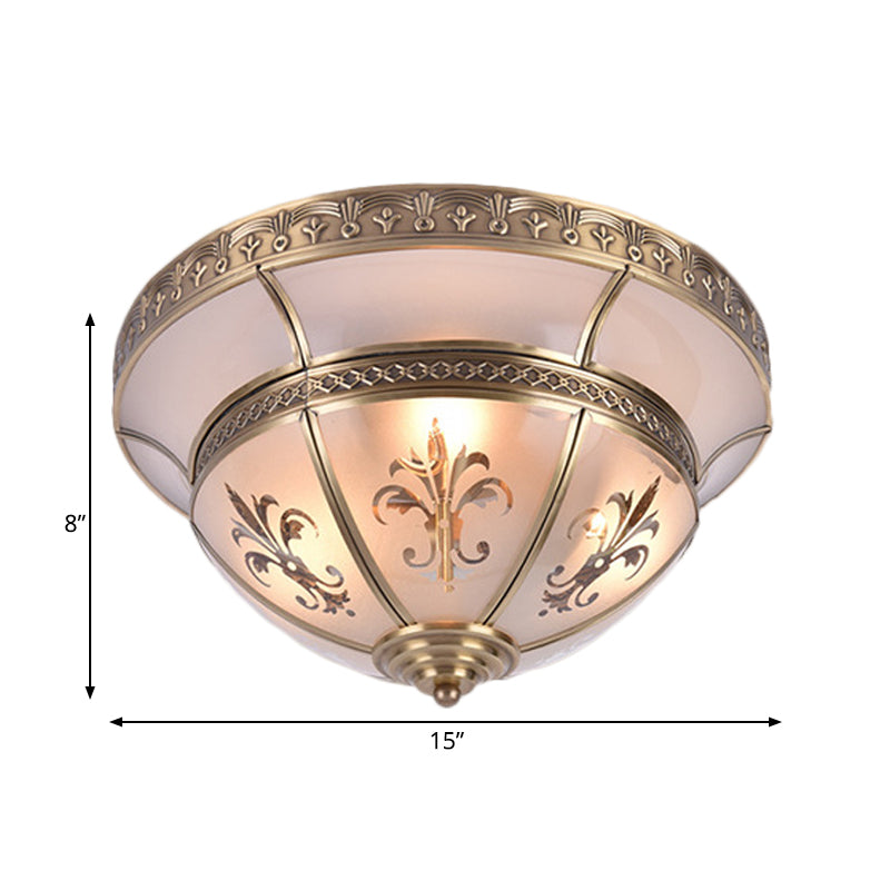 Traditional Brass Dome Flush Mount Light Fixture - 15’/18’ Width And 3/4 Lights For Living Room